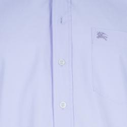 Pre Owned Burberry Brit Light Blue Classic Stretch Cotton Men's Shirt XL