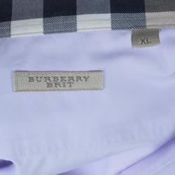 Pre Owned Burberry Brit Light Blue Classic Stretch Cotton Men's Shirt XL