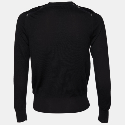 Pre Owned Burberry Black Wool V-Neck Sweater M