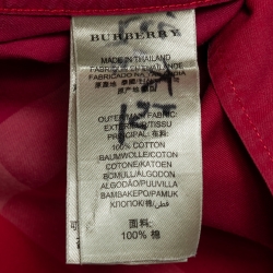 Pre Owned Burberry Brit Red Checked Cotton Button Down Shirt S