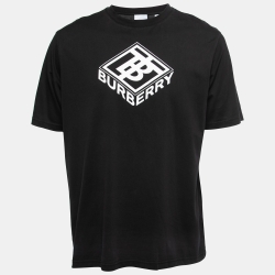 Burberry Black Cotton Logo Printed Short Sleeve T-Shirt M