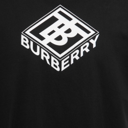 Burberry Black Cotton Logo Printed Short Sleeve T-Shirt M