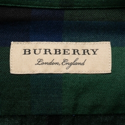 Pre Owned Burberry Green Checked Cotton & Cashmere Shirt M