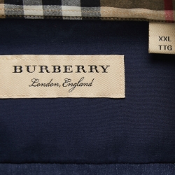 Pre Owned Burberry Navy Blue Cotton Button Front Shirt 2XL