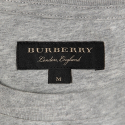 مملوكة مسبقًا Burberry Grey Cotton Applique Detail Half Sleeve T-Shirt M