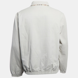 Burberry Beige Logo Embroidered Cotton Blend Zip Front Jacket M