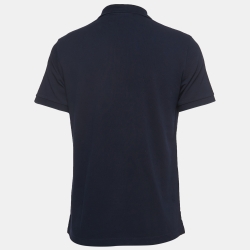 Pre Owned Burberry Navy Blue Cotton Pique Polo-Shirt L