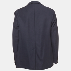 Pre Owned Burberry Navy Blue Wool Single-Breasted Blazer 3XL