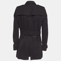 Pre Owned Burberry Black Cotton Double Breasted Sandringham Trench Coat XL