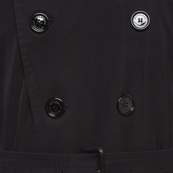 Pre Owned Burberry Black Cotton Double Breasted Sandringham Trench Coat XL