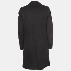 Pre Owned Burberry Black Wool and Cashmere Mid-Length Coat XL