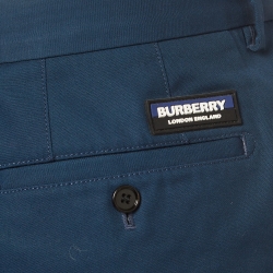 Burberry Blue Cotton Buttoned Chino Short XL