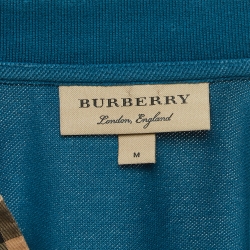 Pre Owned Burberry Teal Blue Cotton Pique Polo T-Shirt M