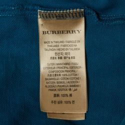 Pre Owned Burberry Teal Blue Cotton Pique Polo T-Shirt M