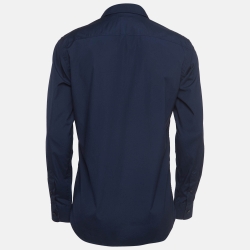 Pre Owned Burberry Navy Blue Poplin Button Front Shirt M