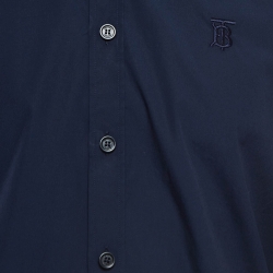 Pre Owned Burberry Navy Blue Poplin Button Front Shirt M