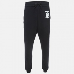 ممل وكة مسبقًا Burberry Black Printed Cotton Knit Joggers M
