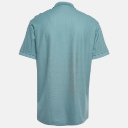 Pre Owned Burberry Blue Embroidered Cotton Pique Polo T-Shirt XXL