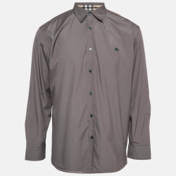 Pre Owned Burberry Grey Cotton Long Sleeve Shirt XXL