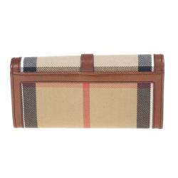 مملوكة مسبقًا Burberry Nova Check Leather Trim Flap Wallet