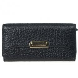 مملوكة مسبقًا Burberry Black Ziggy Grainy Leather Continental Wallet