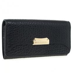 مملوكة مسبقًا Burberry Black Ziggy Grainy Leather Continental Wallet