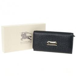 مملوكة مسبقًا Burberry Black Ziggy Grainy Leather Continental Wallet
