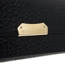 مملوكة مسبقًا Burberry Black Ziggy Grainy Leather Continental Wallet