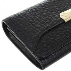 مملوكة مسبقًا Burberry Black Ziggy Grainy Leather Continental Wallet