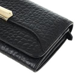 مملوكة مسبقًا Burberry Black Ziggy Grainy Leather Continental Wallet