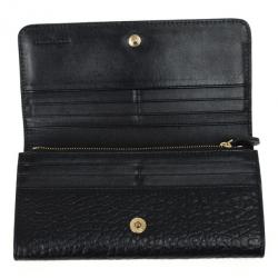 مملوكة مسبقًا Burberry Black Ziggy Grainy Leather Continental Wallet
