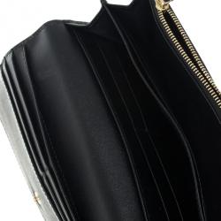 مملوكة مسبقًا Burberry Black Ziggy Grainy Leather Continental Wallet