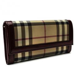 مملوكة مسبقًا Burberry Brown Check Print Checkbook Wallet