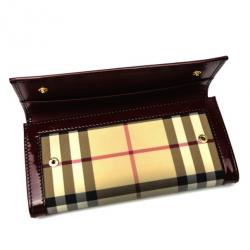 مملوكة مسبقًا Burberry Brown Check Print Checkbook Wallet