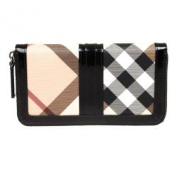 Pre Owned Burberry Nova Check Large Ziggy Zip Around Wallet