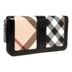 Pre Owned Burberry Nova Check Large Ziggy Zip Around Wallet