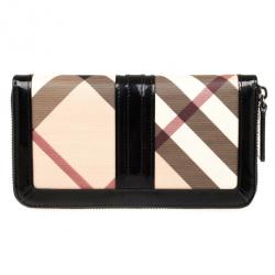 Pre Owned Burberry Nova Check Large Ziggy Zip Around Wallet