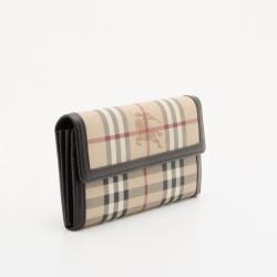 Pre Owned Burberry Haymarket Check Continental Wallet 