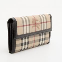 Pre Owned Burberry Haymarket Check Continental Wallet 