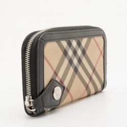 Pre Owned Burberry Khaki Nova Check Coated Canvas Ziggy Continental Wallet