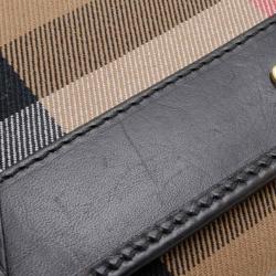 Pre Owned Burberry Black Penrose Mixedmedia Continental Wallet