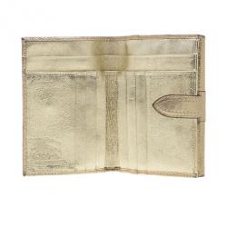 مملوكة مسبقًا Burberry Gold Nova Haymarket Check Compact Wallet