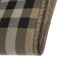 مملوكة مسبقًا Burberry Gold Nova Haymarket Check Compact Wallet