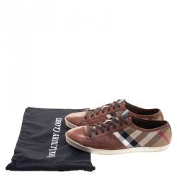 Burberry Brown House Check Fabric and Leather Sneakers Size 44