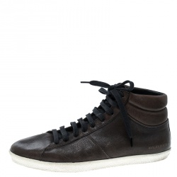 Burberry Brown Leather High Top Sneakers Size 40