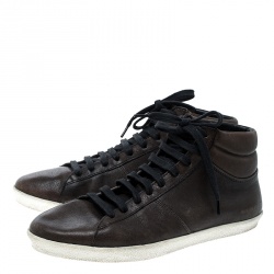 Burberry Brown Leather High Top Sneakers Size 40