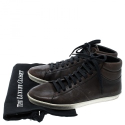 Burberry Brown Leather High Top Sneakers Size 40