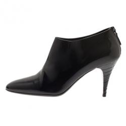 Pre Owned Burberry Black and Grey Patent Novacheck Heel Ankle Booties Size 40