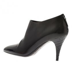 Pre Owned Burberry Black and Grey Patent Novacheck Heel Ankle Booties Size 40