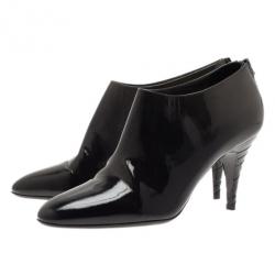 Pre Owned Burberry Black and Grey Patent Novacheck Heel Ankle Booties Size 40